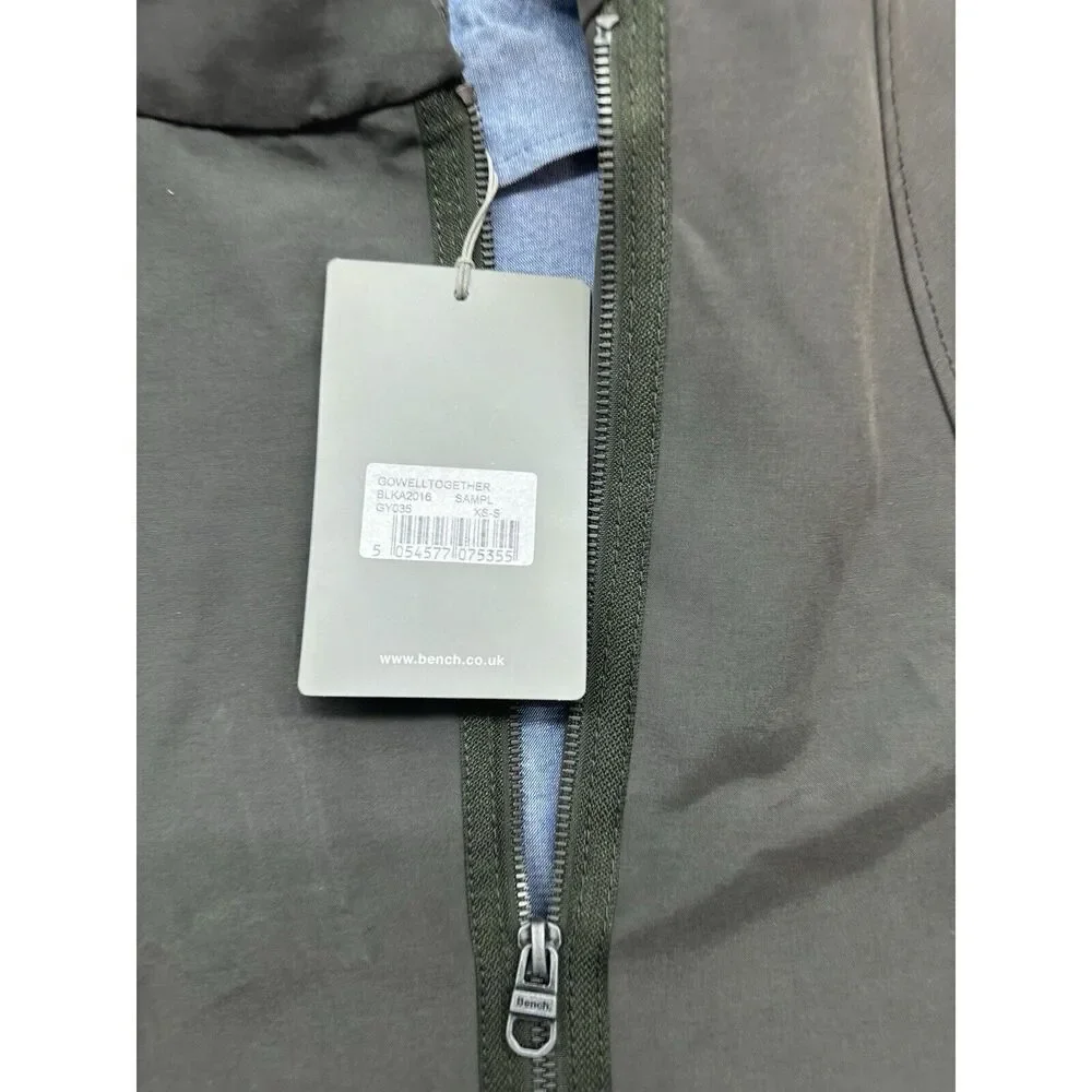 BENCH UK Outdoor Jacket Army‎ Green Chore Coat Sz S Hooded NEW! Long Pockets